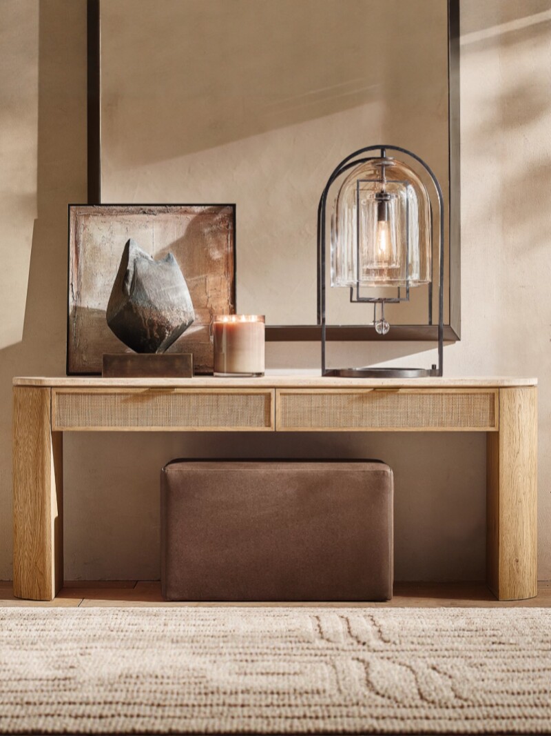 American Country Oak Storage Console Table — product image 1