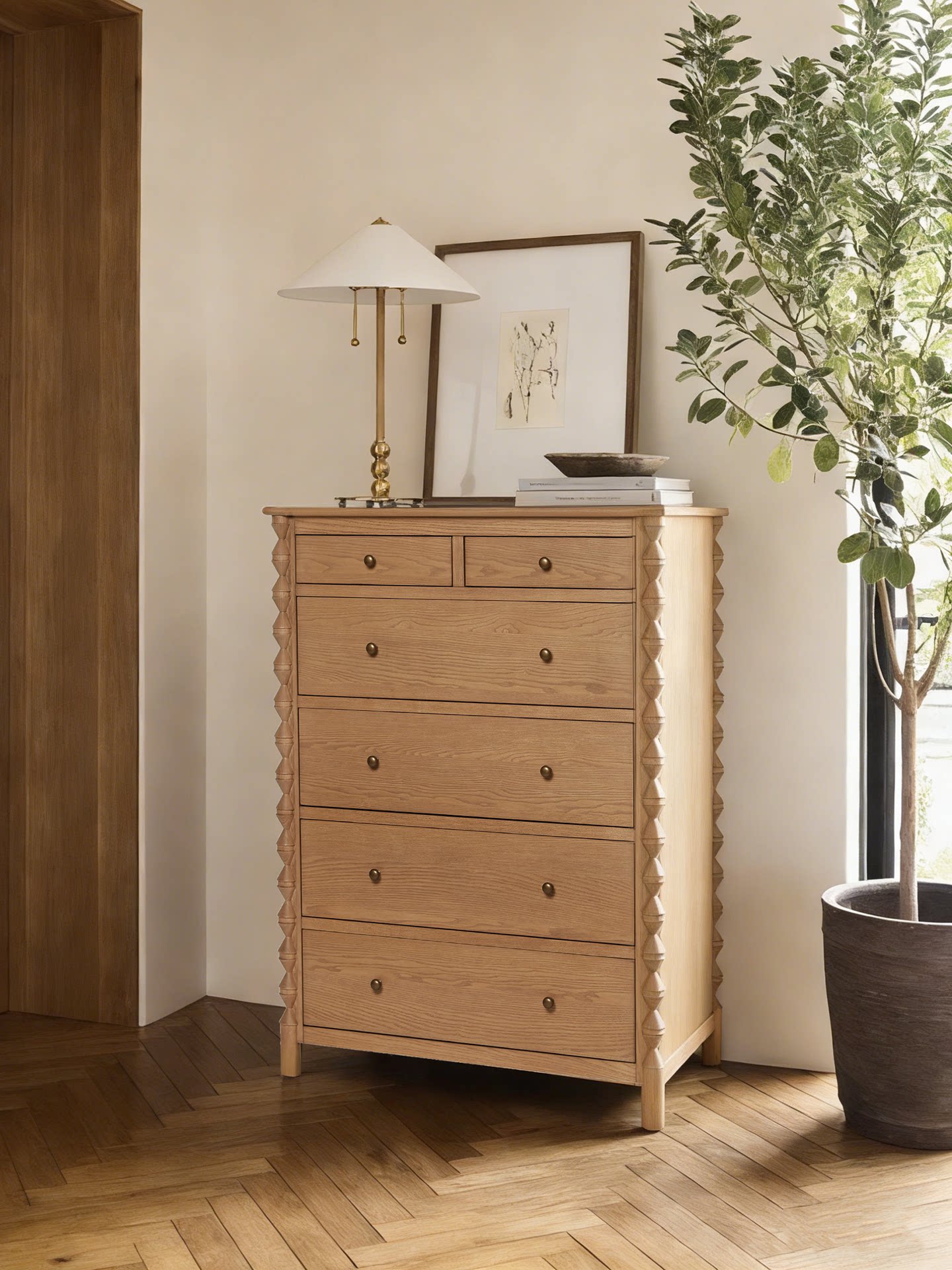 American Country Solid Wood Storage Chest of Drawers — product image 1