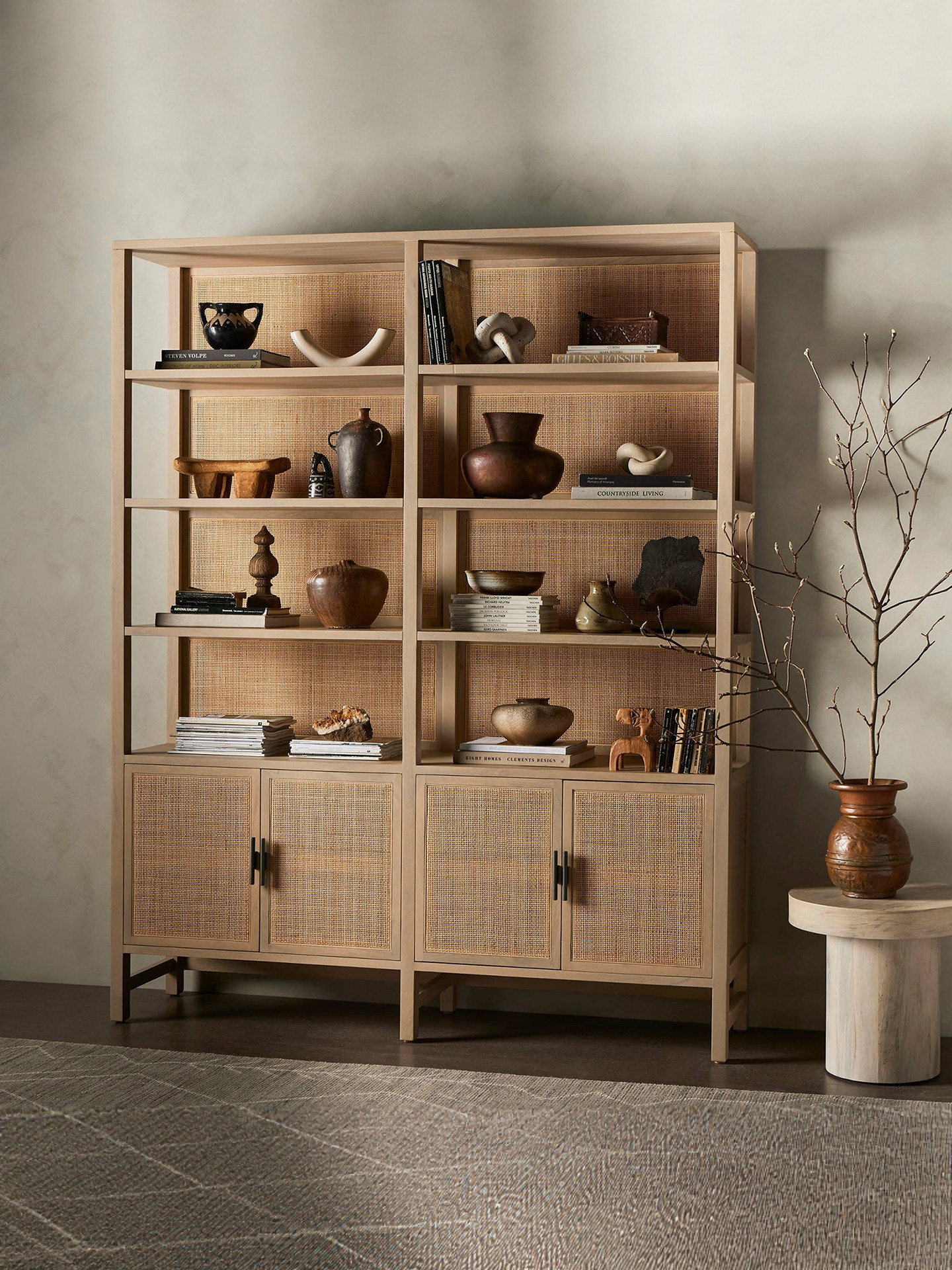 American Country Cane-Front Bookcase — product image 1