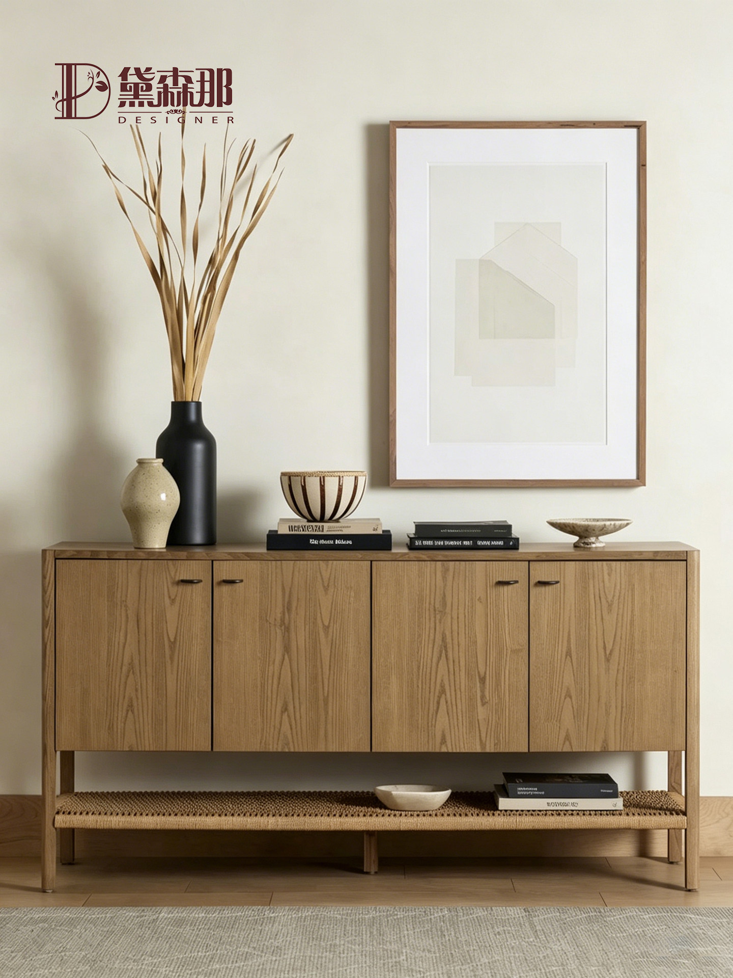 American Country Cane-Front Hallway Cabinet — product image 1