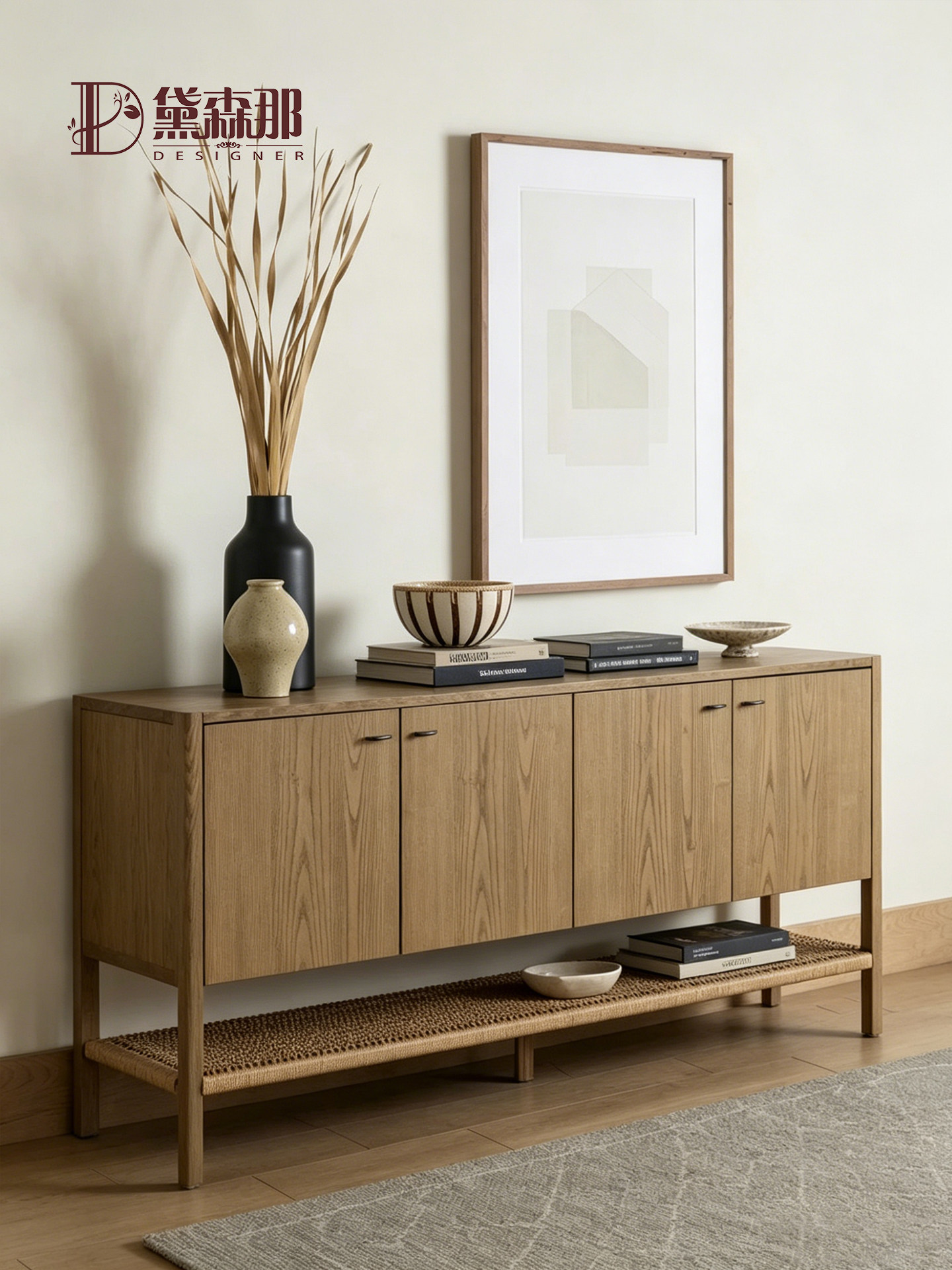 American Country Cane-Front Hallway Cabinet — product image 2