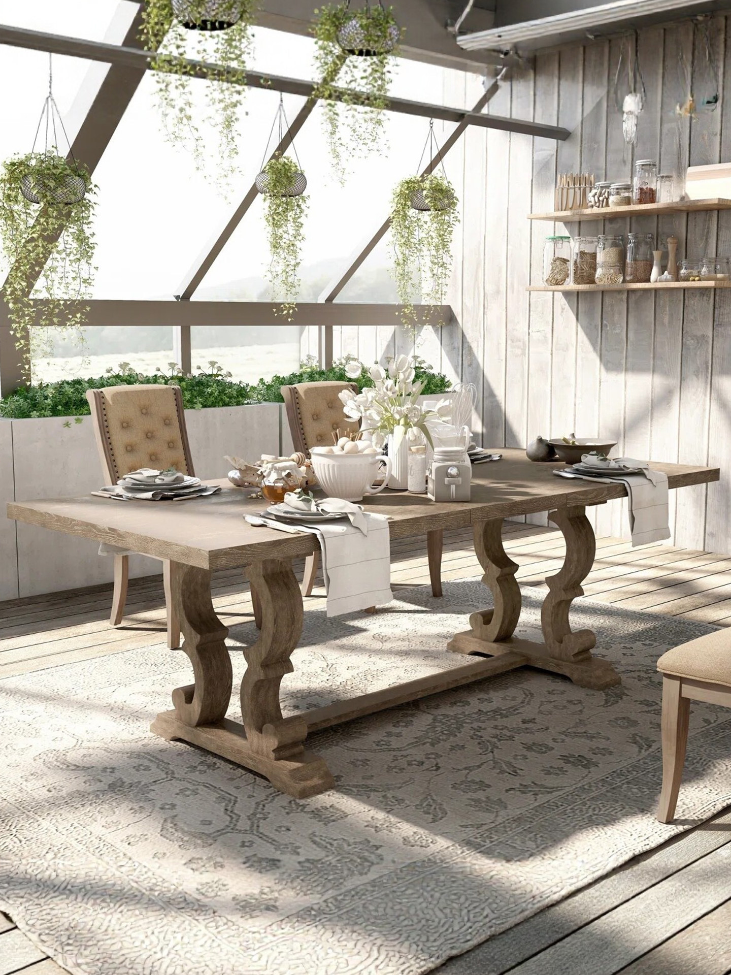 American Country Carved Dining Table — product image 1