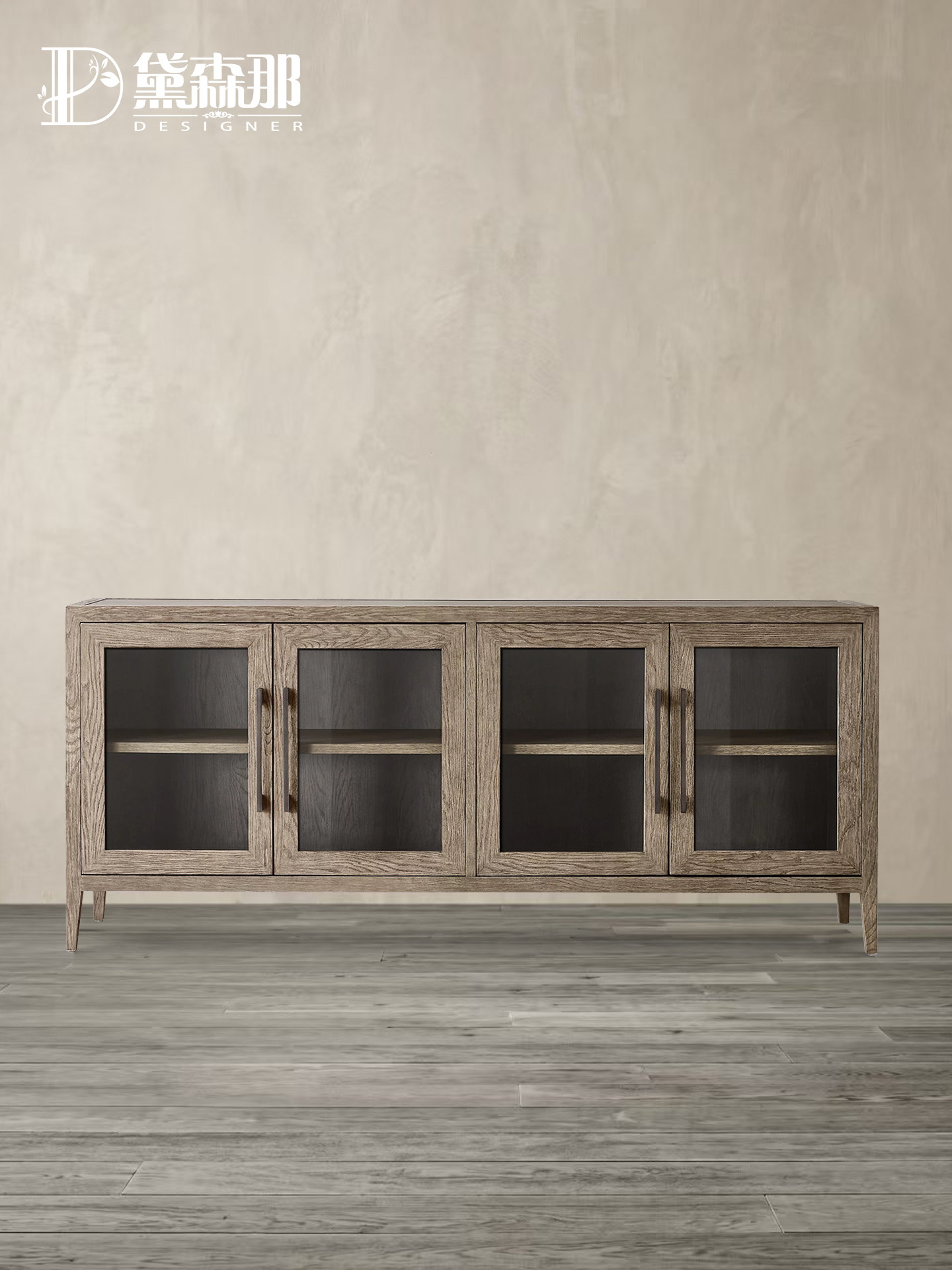 Vintage-Inspired Glass-Door Storage Cabinet — product image 2