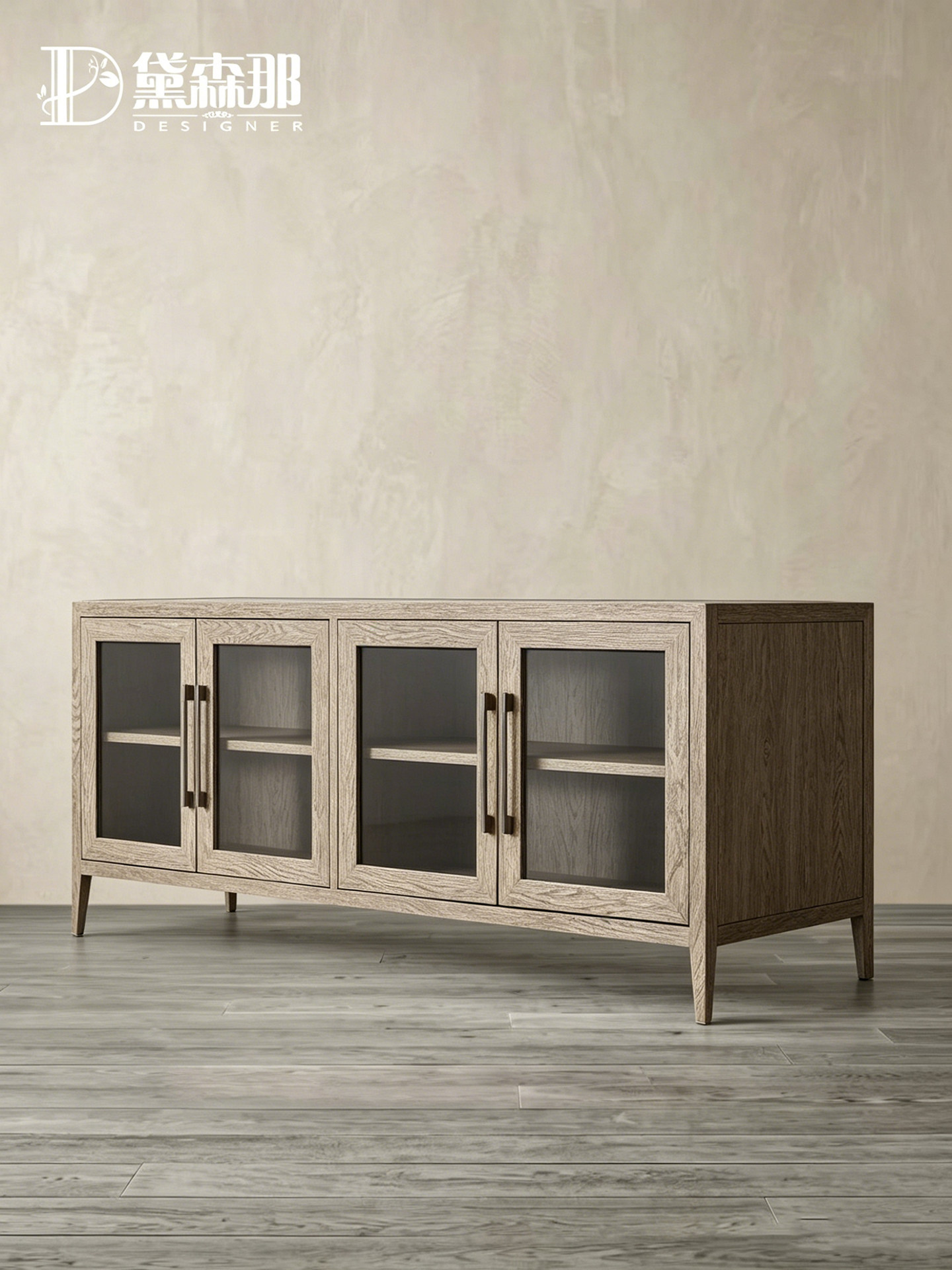 Vintage-Inspired Glass-Door Storage Cabinet — product image 3