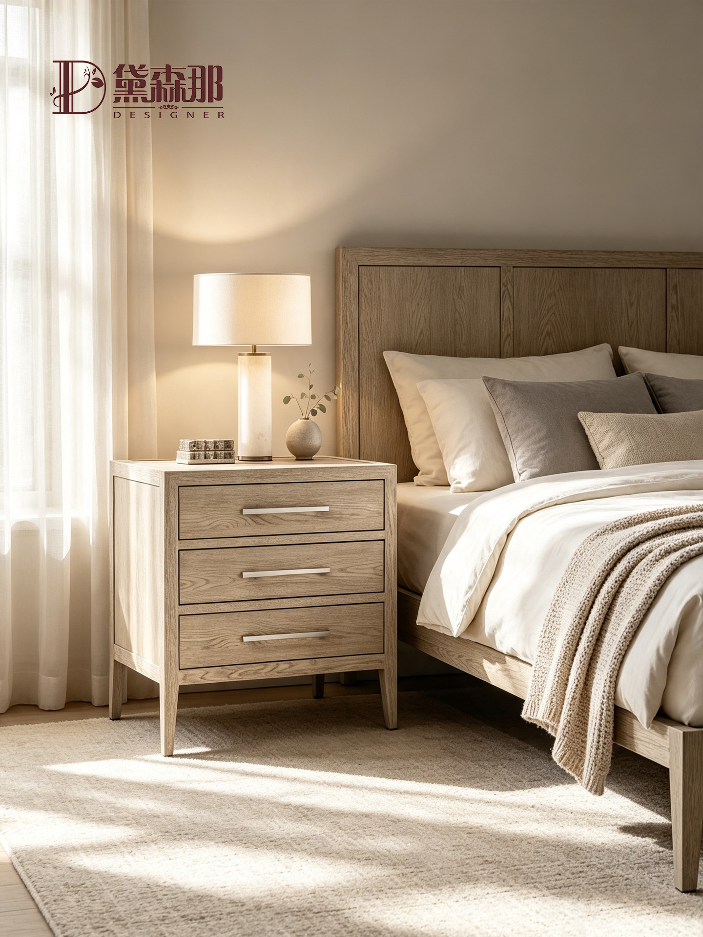 French-Inspired Storage Bedside Table — product image 1