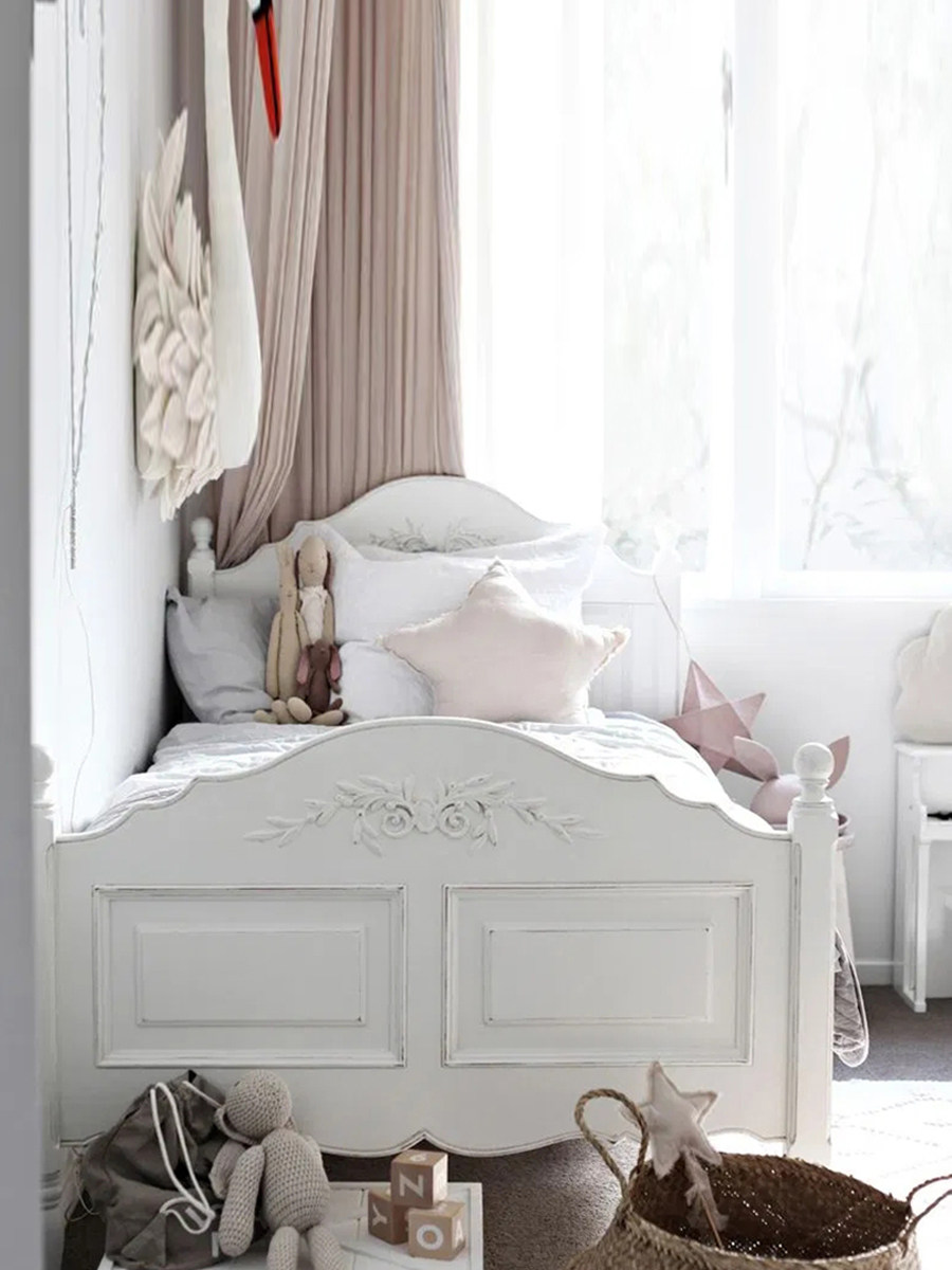 French-Inspired Solid Wood Carved Bed — product image 2