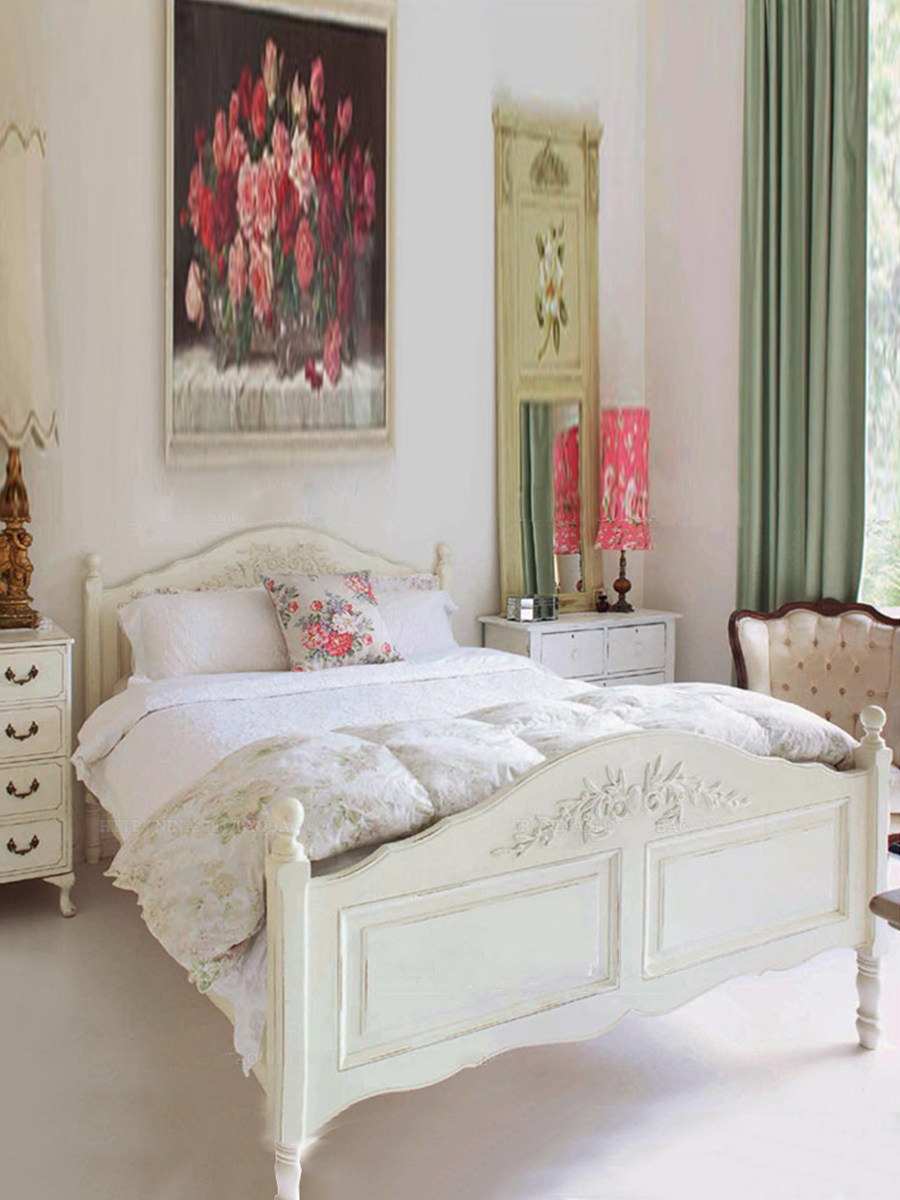 French-Inspired Solid Wood Carved Bed — product image 3