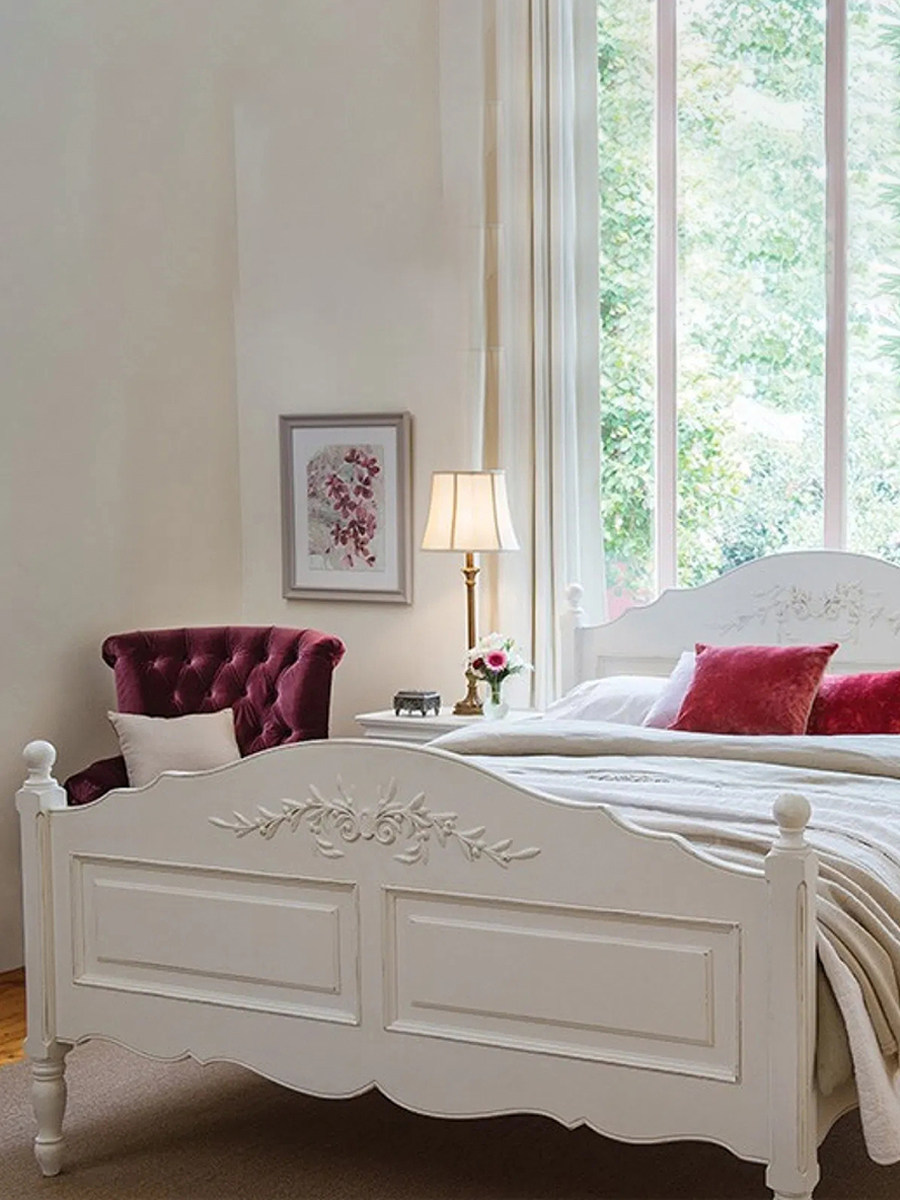 French-Inspired Solid Wood Carved Bed — product image 4