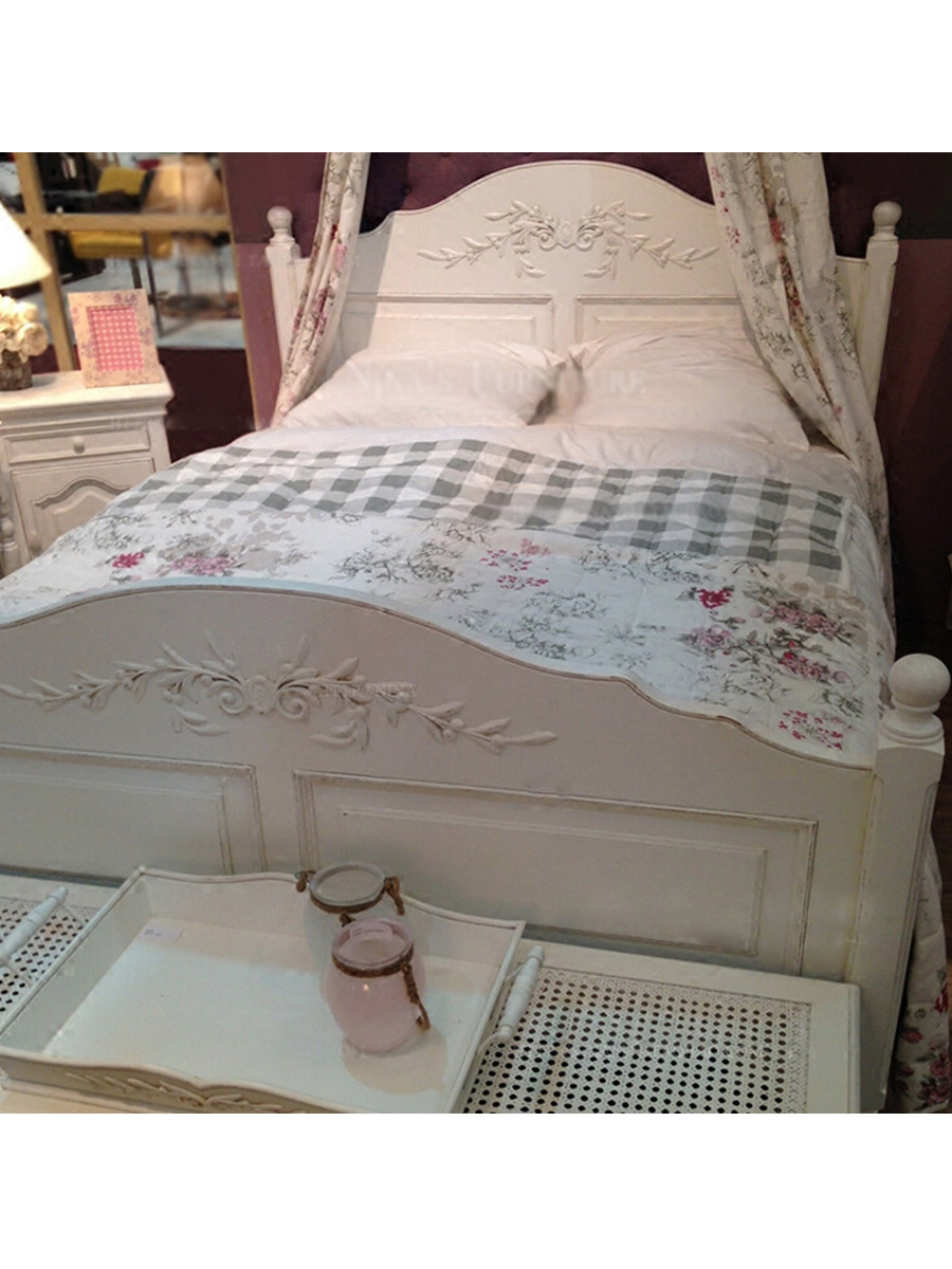 French-Inspired Solid Wood Carved Bed — product image 5